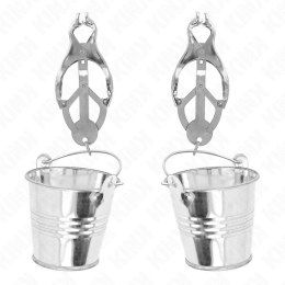 KINK Zaciski Japońskie z Wiaderkami Srebrne - Metalowe, Regulowane KINK