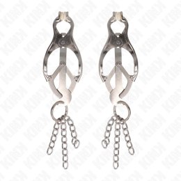 KINK Zaciski na sutki japońskie z łańcuszkami srebrne, metalowe KINK