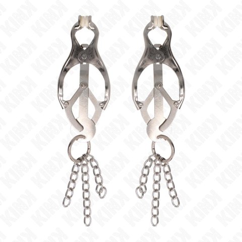 KINK Zaciski na sutki japońskie z łańcuszkami srebrne, metalowe KINK