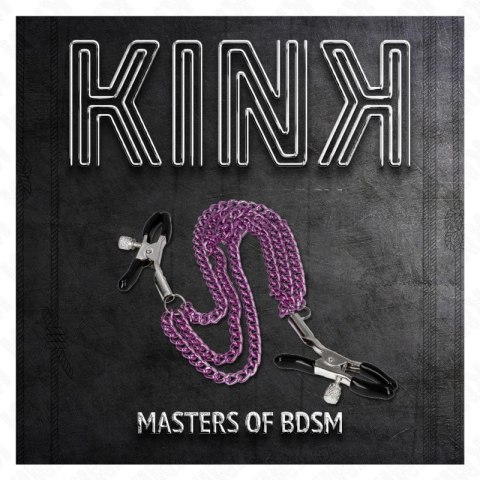 KINK Zaciski na sutki z 3 łańcuszkami fioletowe 20/23/28 cm KINK