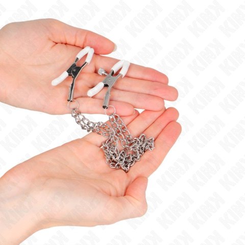 KINK Zaciski na sutki z podwojnym łańcuchem srebrnym 20/23 cm KINK