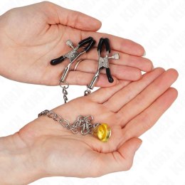 KINK Zaciski z łańcuszkiem i zawieszką - metalowe, 30 cm, chrom KINK