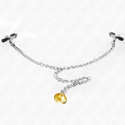 KINK Zaciski z łańcuszkiem i zawieszką - metalowe, 30 cm, chrom KINK