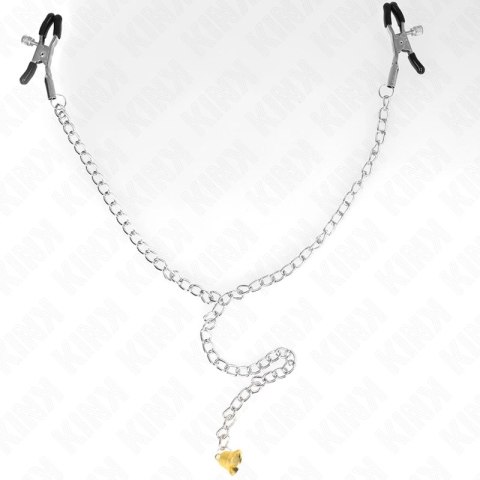 KINK Zaciski z łańcuszkiem i zawieszką - metalowe, 30 cm, chrom KINK