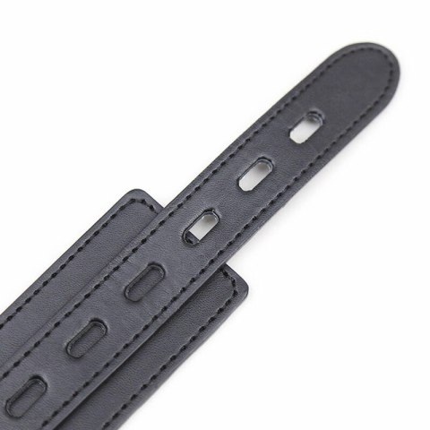 OHMAMA Fetish - Naszyjnik z 3 pierścieniami, skorzany, regulowany OHMAMA