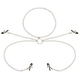 Ohmama Fetish - zestaw 4 zaciskow z łańcuchem, stal nierdzewna OHMAMA