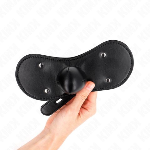 KINK Ball Gag z zamkiem, regulacja 42-60 cm, czarny silikonowy KINK