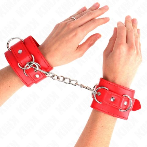 KINK Cuffs D-Ring 3 Zapięcia Regulowane Czerwone 17,5-25x6 cm KINK