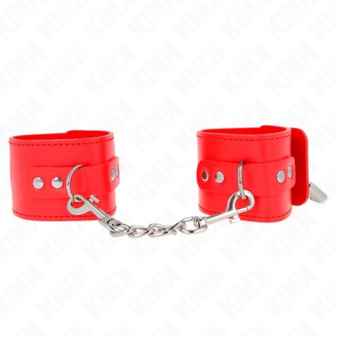 KINK Cuffs na nadgarstki z zamknięciem na kłodkę czerwone 16-23 cm KINK