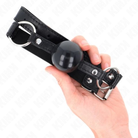 KINK Czarna Piłka TPE 4 cm - Pasek 60x2 cm, Regulowany Gag KINK