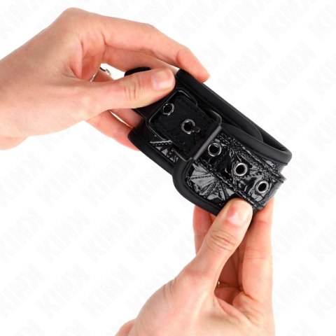 KINK Diamond Pattern Czarne Regulowane Zapinane Opaski na Nadgarstki 17-26 cm KINK