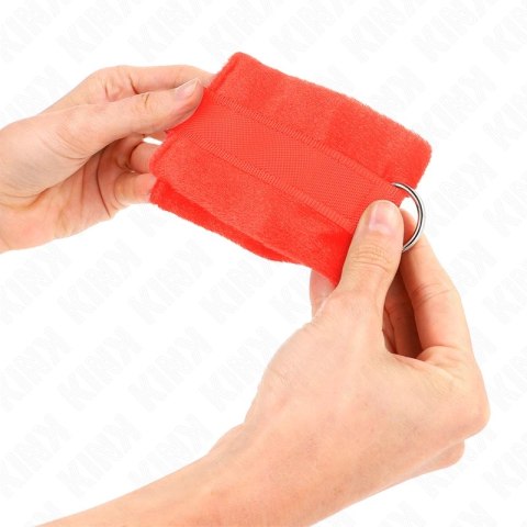 KINK Futro na mankiety czerwone 30x7 cm - komfortowe, regulowane KINK