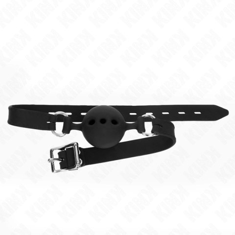 KINK Gag silikonowy z kulką 5 cm, regulowany, rozmiar L, czarny KINK