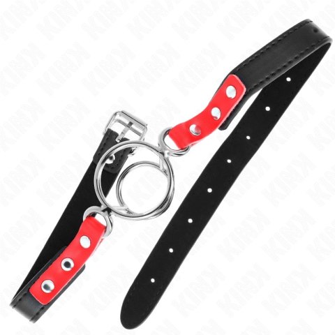 KINK Gag z wieloma O-ringami 4/4,8 cm czerwony - regulowany pasek KINK