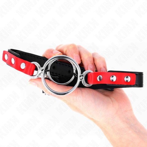 KINK Gag z wieloma O-ringami 4/4,8 cm czerwony - regulowany pasek KINK
