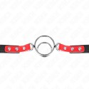 KINK Gag z wieloma O-ringami 4/4,8 cm czerwony - regulowany pasek KINK
