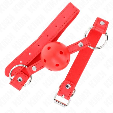 KINK Model 1 Oddychalna Piłka Gag 4 cm, Czerwony, Pasek Regulowany KINK