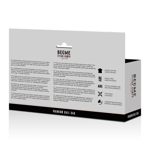 BEGME Black Edition pas z kulą oddychającą, skora wegańska, regulacja BEGME