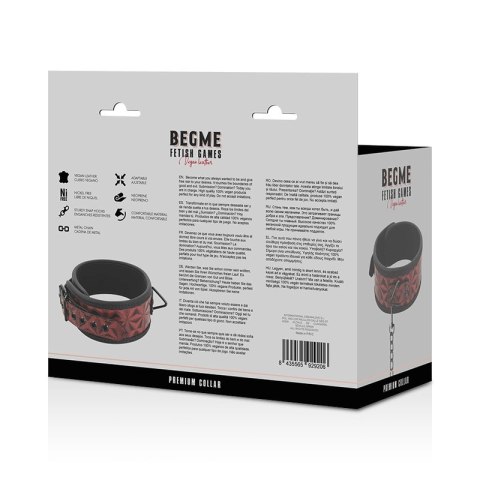 BEGME Premium Collar Red Edition z wegańskiej skory i neoprenu BEGME