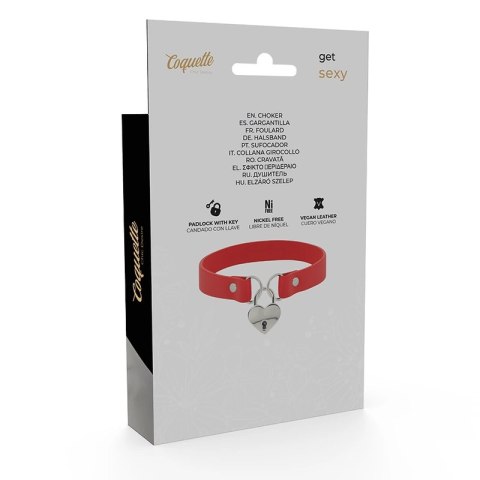 Coquette Chic Desire czerwony naszyjnik wegański z sercem i kluczykiem COQUETTE
