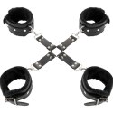 Darkness Zestaw Skorzanych Kajdanek na Stopy i Ręce Czarny DARKNESS