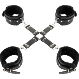 Darkness Zestaw Skorzanych Kajdanek na Stopy i Ręce Czarny DARKNESS