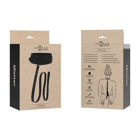 Intense Fetish Kołnierz Skora Wegańska Regulowany Czarny INTENSE