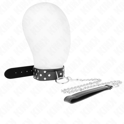 KINK Naszyjnik z paskiem kolcowany 65cm czarny regulowany 36-50cm KINK