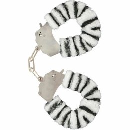 ToyJoy Furry Fun mankietki z łańcuszkiem zebra pluszowe TOYJOY