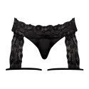 Male Power Scandal-Lace Stringi z ozdobnymi pasami L/XL czarne Male Power