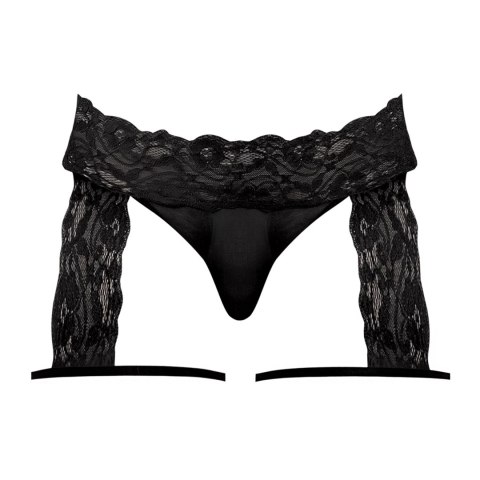 Male Power Scandal-Lace Stringi z ozdobnymi pasami L/XL czarne Male Power
