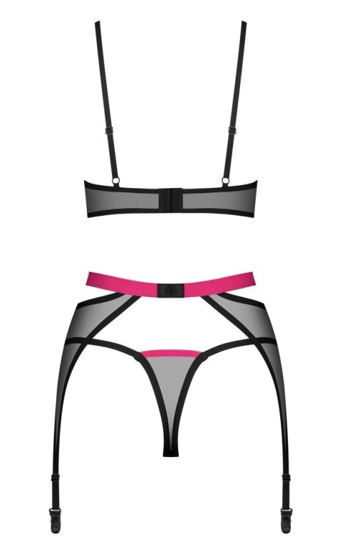 Obsessive Novenes XS/S - Komplet 3-częściowy z transparentnego materiału Obsessive