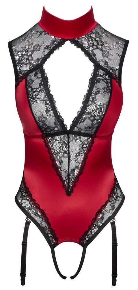 Cottelli Lingerie Body XL Czerwone z Koronką, Regulowane Podwiązki Cottelli