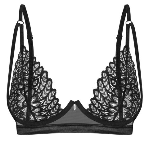 Obsessive Donarella biustonosz czarny M/L miękki tiul haftowany Obsessive