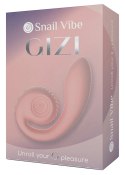 Snail Vibe Gizi Peach - wibrator zakrzywiony z podwojną stymulacją, silikonowy Snail Vibe