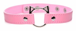 Kinky Kitty Slim Choker Rożowy - Regulowany Pasek z Motywem Kota
