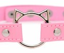 Kinky Kitty Slim Choker Rożowy - Regulowany Pasek z Motywem Kota