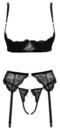 Cottelli Lingerie komplet koronkowy 3-częściowy czarny 75B/S Cottelli