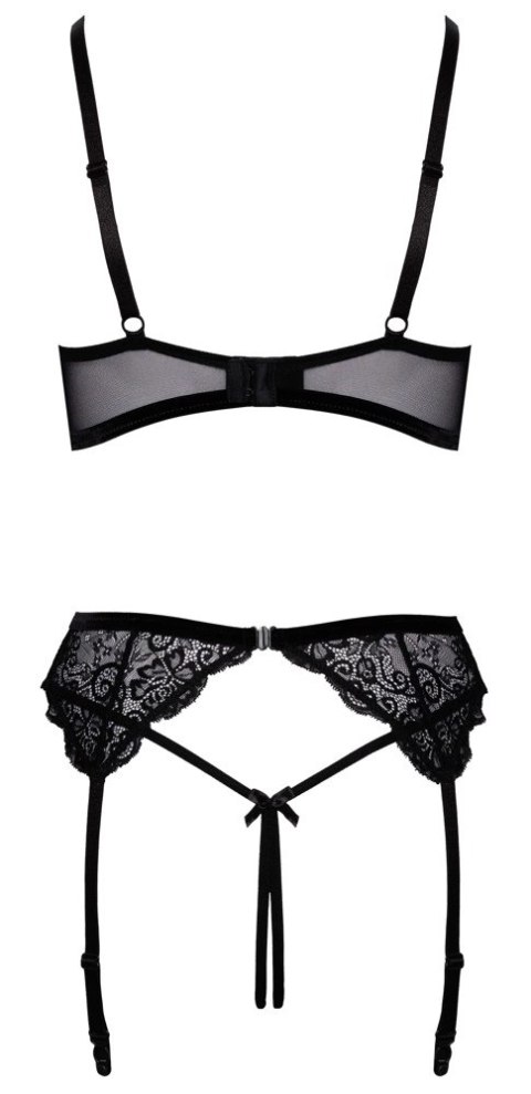 Cottelli Lingerie komplet koronkowy 3-częściowy czarny 75B/S Cottelli