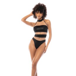 Obsessive Bodysuit Halter M Nude/Czarny z siateczką i regulacją Mapale