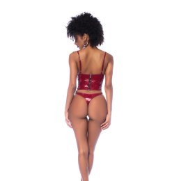 Obsessive Komplet Winylowy XL Bustier & Stringi Gloss Wine Red Mapale