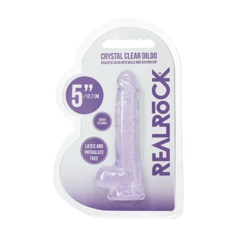 RealRock Crystal Clear 5" Model z Przyssawką Fioletowy 12,7 cm RealRock by Shots