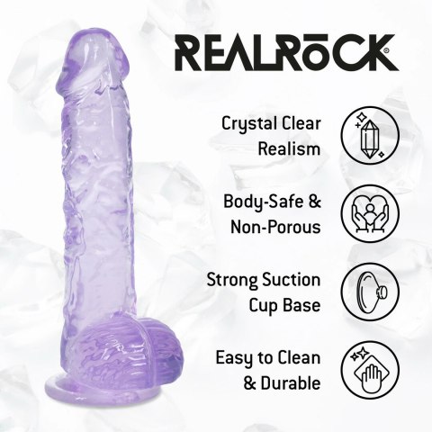 RealRock Crystal Clear 5" Model z Przyssawką Fioletowy 12,7 cm RealRock by Shots