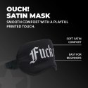 Shots Satinowa Maska na Oczy z Nadrukiem Black - Komfortowa, Regulowana Ouch! by Shots