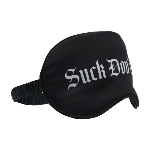 Suck Don't Bite Satynowa Maska na Oczy Czarna - komfortowy model z nadrukiem Ouch! by Shots