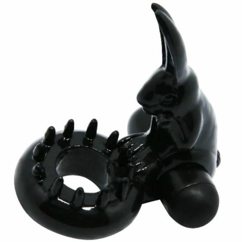 Baile Sweet Rabbit - silikonowy pierścień wibrujący z motywem krolika, czarny BAILE
