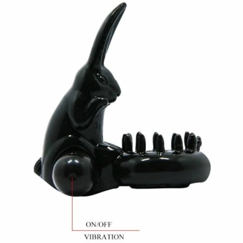 Baile Sweet Rabbit - silikonowy pierścień wibrujący z motywem krolika, czarny BAILE