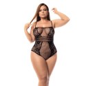 Leg Avenue Bodysuit z siateczki i motywem kwiatowym, czarny, rozmiar Queen Mapale