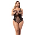 Leg Avenue Bodysuit z siateczki i motywem kwiatowym, czarny, rozmiar Queen Mapale