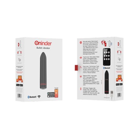 ONINDER Berlin - kulowy model wibrujący, czarny, 9 trybow, aplikacja, 8,5 cm ONINDER